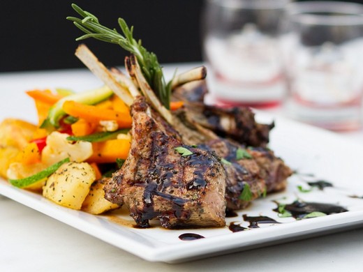 Grilled Rack of Lamb served with Grilled Mixed Vegetables - Red Blend