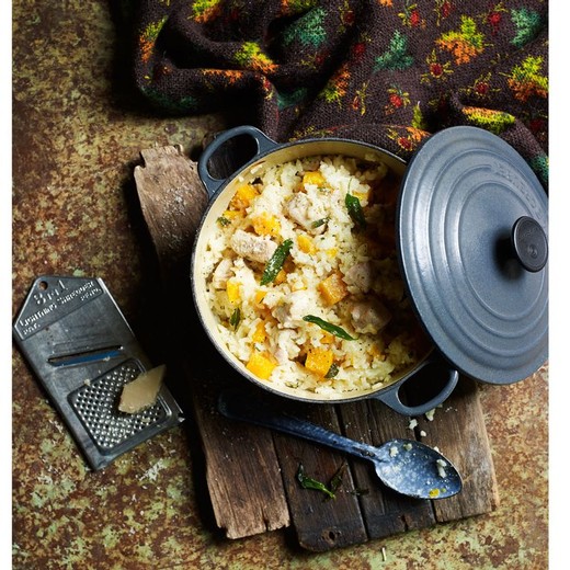 Baked chicken and butternut risotto - Chardonnay